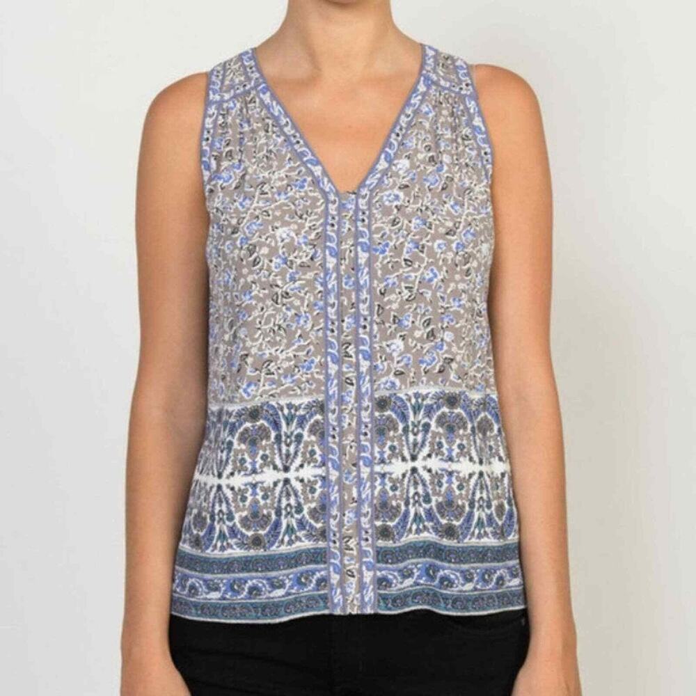 Rebecca Taylor Indian Floral V Neck Sleeveless Blouse Size 4